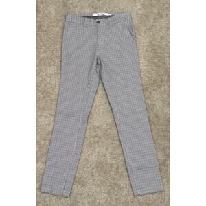 Topman Top Man Pant Houndstooth Plaid Stretch Skinny Fit Chino Khaki Women 28/30